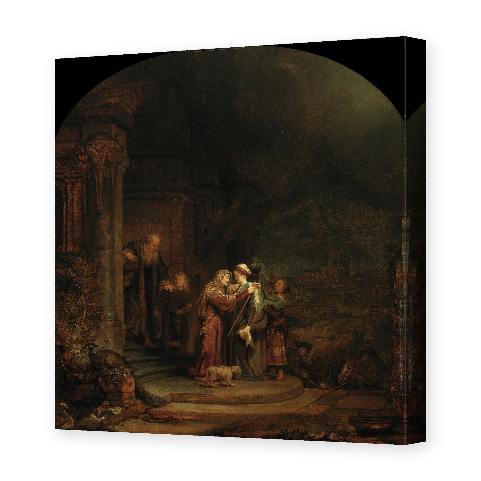 Rembrandt's 'The Visitation' painting reproduced as a gallery-wrapped canvas print