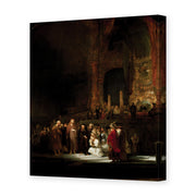 Rembrandt's 'The Woman Taken in Adultery' painting reproduced as a gallery-wrapped canvas print