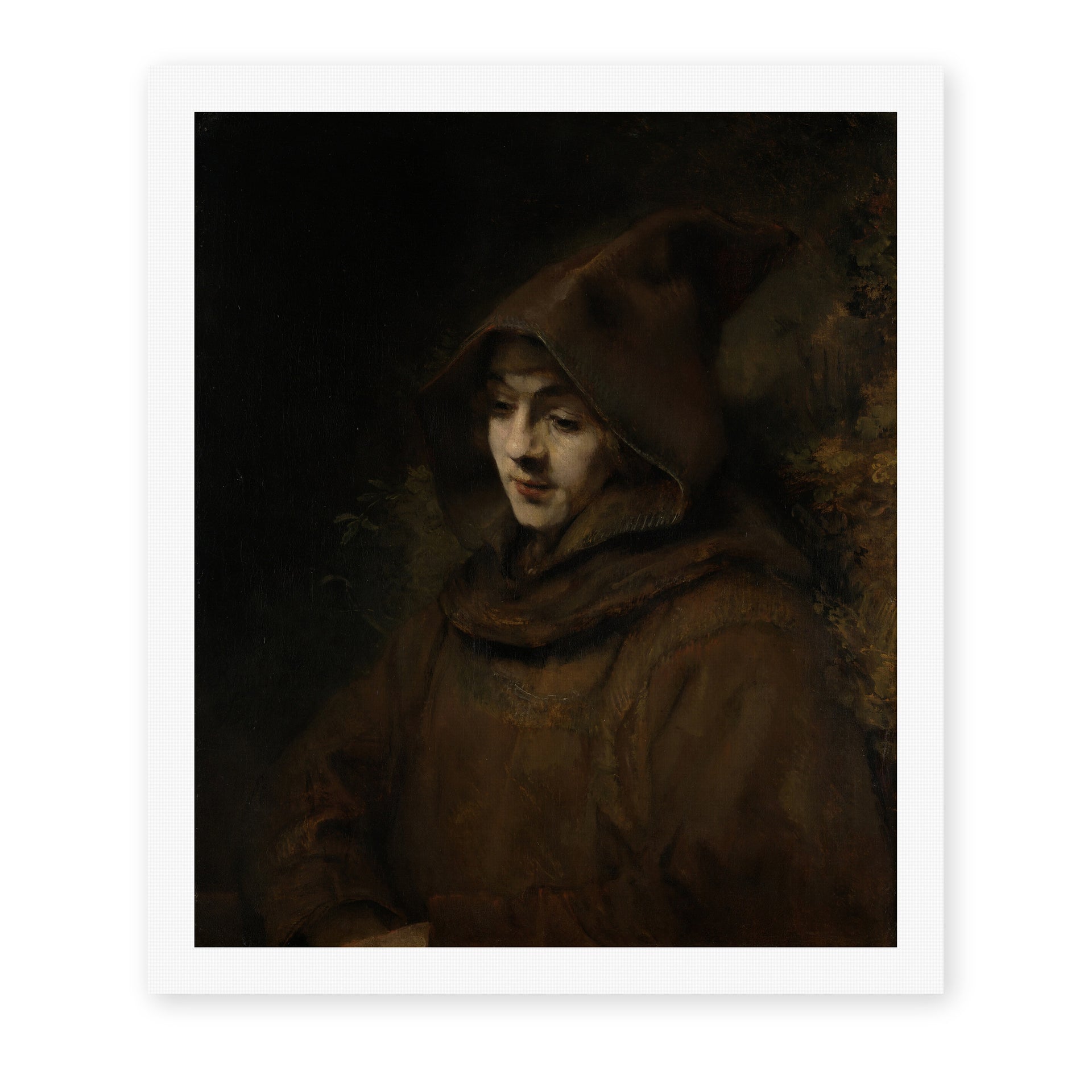 Rembrandt's 'Titus in a Monk's Habit' painting reproduced as a rolled canvas print