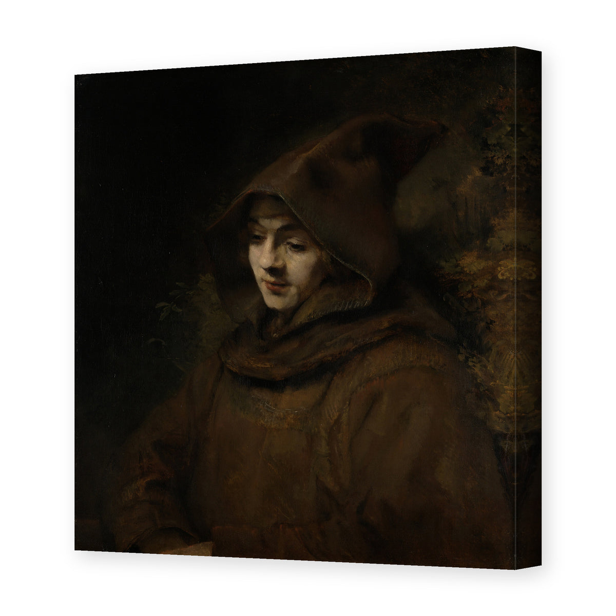 Rembrandt's 'Titus in a Monk's Habit' painting reproduced as a gallery-wrapped canvas print