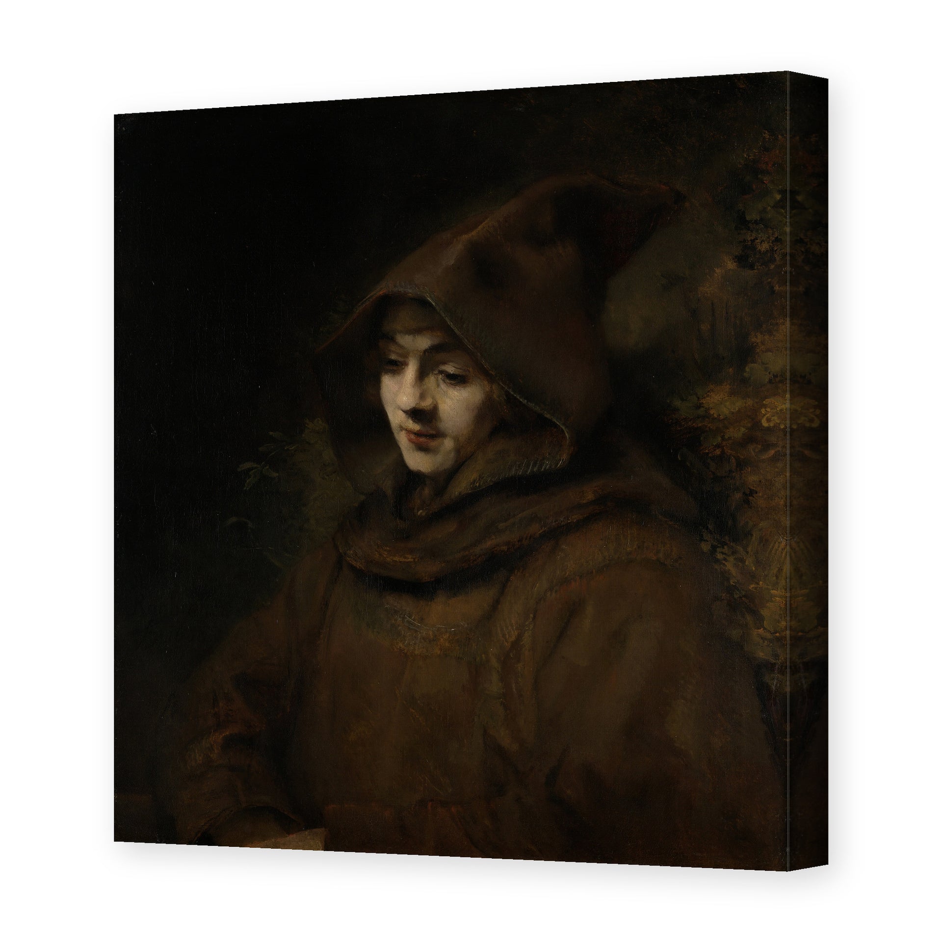 Rembrandt's 'Titus in a Monk's Habit' painting reproduced as a gallery-wrapped canvas print