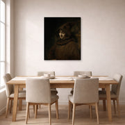 Gallery-wrapped canvas print of Rembrandt's Titus in a Monk's Habit displayed on a wall in a dining room