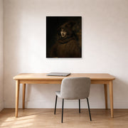 Gallery-wrapped canvas print of Rembrandt's Titus in a Monk's Habit displayed on a wall in an office