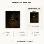 Rembrandt - Titus in a Monk's Habit poster print size comparison and framing display infographic