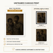 Rembrandt - Two Moors canvas print size comparison and framing display infographic