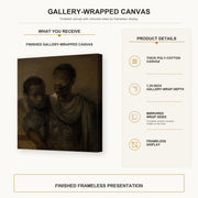 Rembrandt - Two Moors gallery wrap canvas construction and hanging details infographic