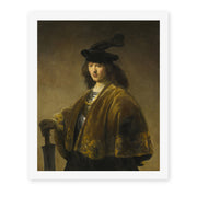Rembrandt's 'Young Man with a Sword' painting reproduced as a rolled canvas print