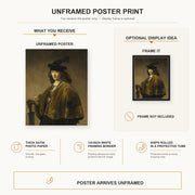 Rembrandt - Young Man with a Sword poster print size comparison and framing display infographic