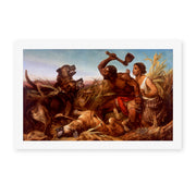 Richard Ansdell's 'The Hunted Slaves', depicting fugitive slaves fleeing with bloodhounds in pursuit, reproduced as a rolled canvas print