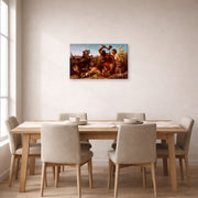 Gallery-wrapped canvas print of Richard Ansdell's The Hunted Slaves displayed on a wall in a dining