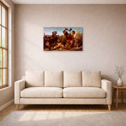 Gallery-wrapped canvas print of Richard Ansdell's The Hunted Slaves displayed on a wall in a living room