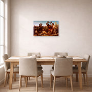 Unframed poster print of Richard Ansdell's The Hunted Slaves displayed on a wall in a dining