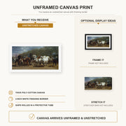 Rosa Bonheur - Horse Fair canvas print size comparison and framing display infographic
