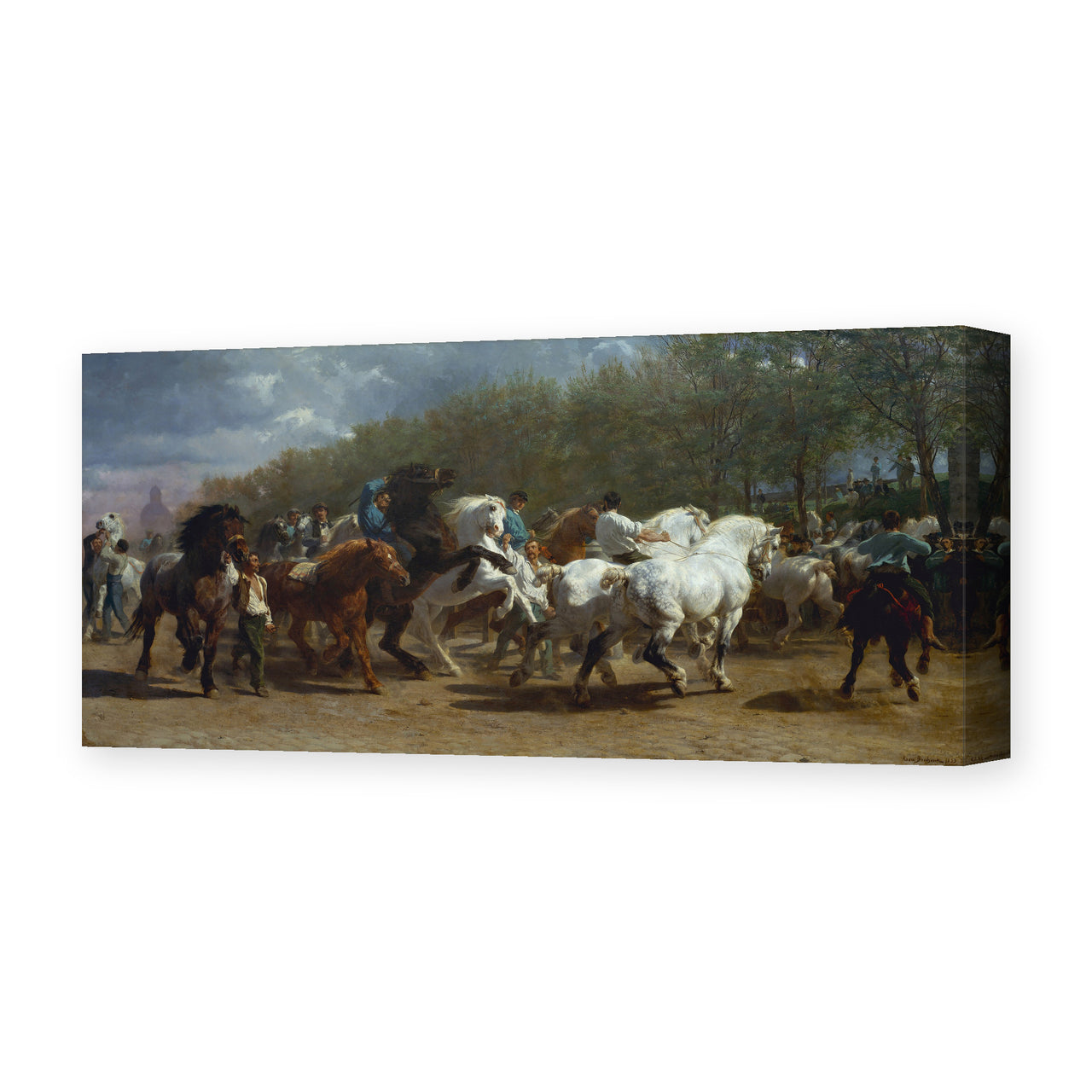 Rosa Bonheur's 'Horse Fair', depicting a bustling Paris horse market, reproduced as a gallery-wrapped canvas print