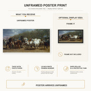 Rosa Bonheur - Horse Fair poster print size comparison and framing display infographic
