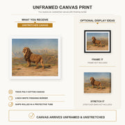 Rosa Bonheur - Lion in a Mountainous Landscape canvas print size comparison and framing display infographic