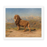 Rosa Bonheur's 'Lion in a Mountainous Landscape' painting reproduced as a rolled canvas print