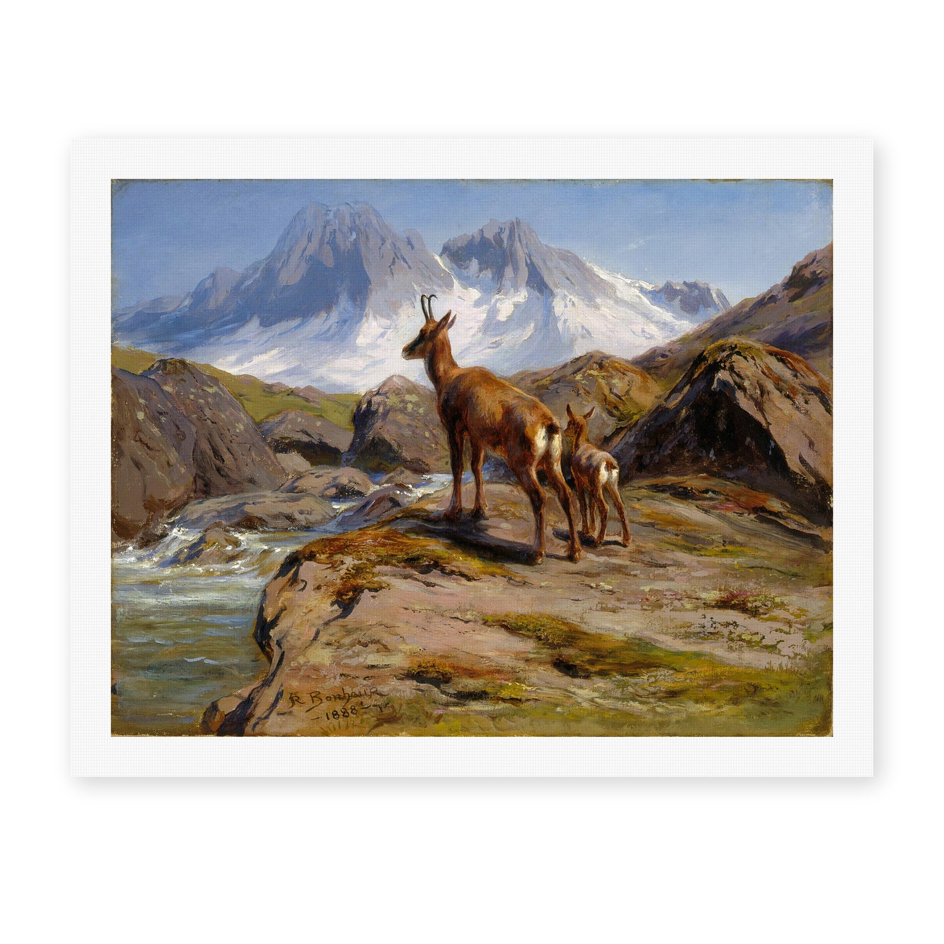 Rosa Bonheur's 'Mother and Baby' painting reproduced as a rolled canvas print