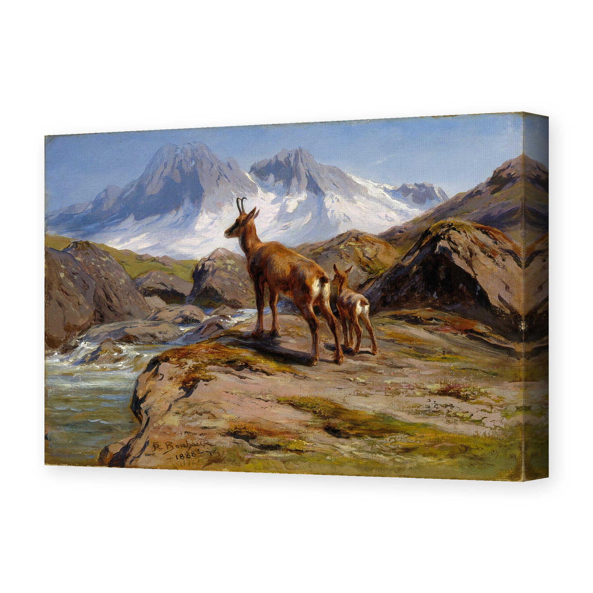 Rosa Bonheur's 'Mother and Baby' painting reproduced as a gallery-wrapped canvas print