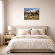 Gallery-wrapped canvas print of Rosa Bonheur's Mother and Baby displayed on a wall in a bedroom