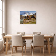 Gallery-wrapped canvas print of Rosa Bonheur's Mother and Baby displayed on a wall in a dining