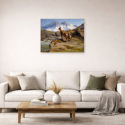 Unframed poster print of Rosa Bonheur's Mother and Baby displayed on a wall in a living room
