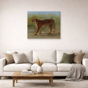 Gallery-wrapped canvas print of Rosa Bonheur's Royal Tiger Marching displayed on a wall in a living room