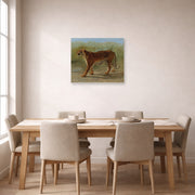 Unframed poster print of Rosa Bonheur's Royal Tiger Marching displayed on a wall in a dining