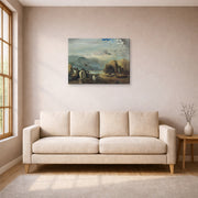 Gallery-wrapped canvas print of Salvador Dali's A Trombone and a Sofa Fashioned Out of Saliva displayed on a wall in a living room