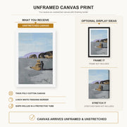 Salvador Dali - Adolescence canvas print size comparison and framing display infographic