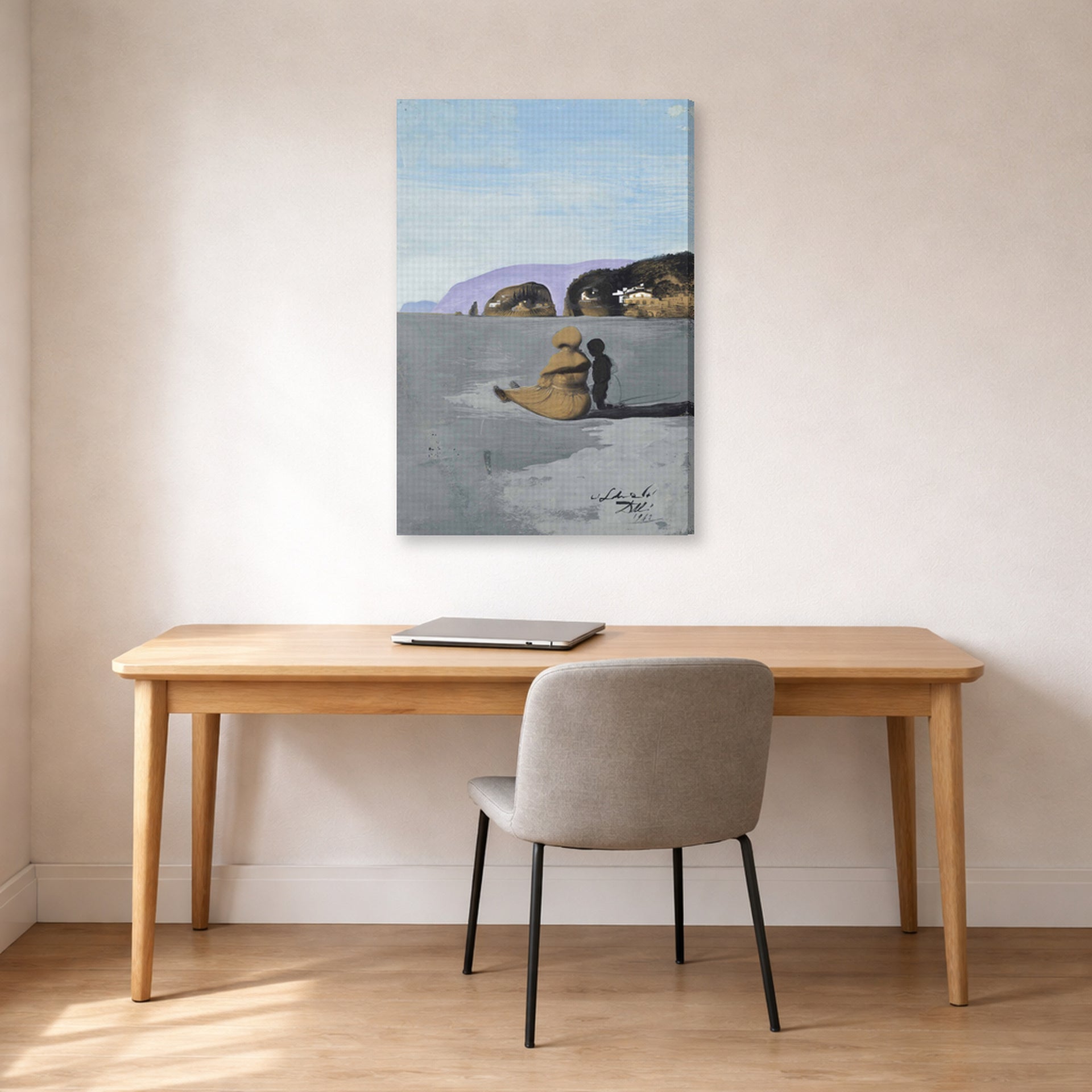 Gallery-wrapped canvas print of Salvador Dali's Adolescence displayed on a wall in a office