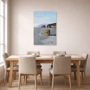 Unframed poster print of Salvador Dali's Adolescence displayed on a wall in a dining room