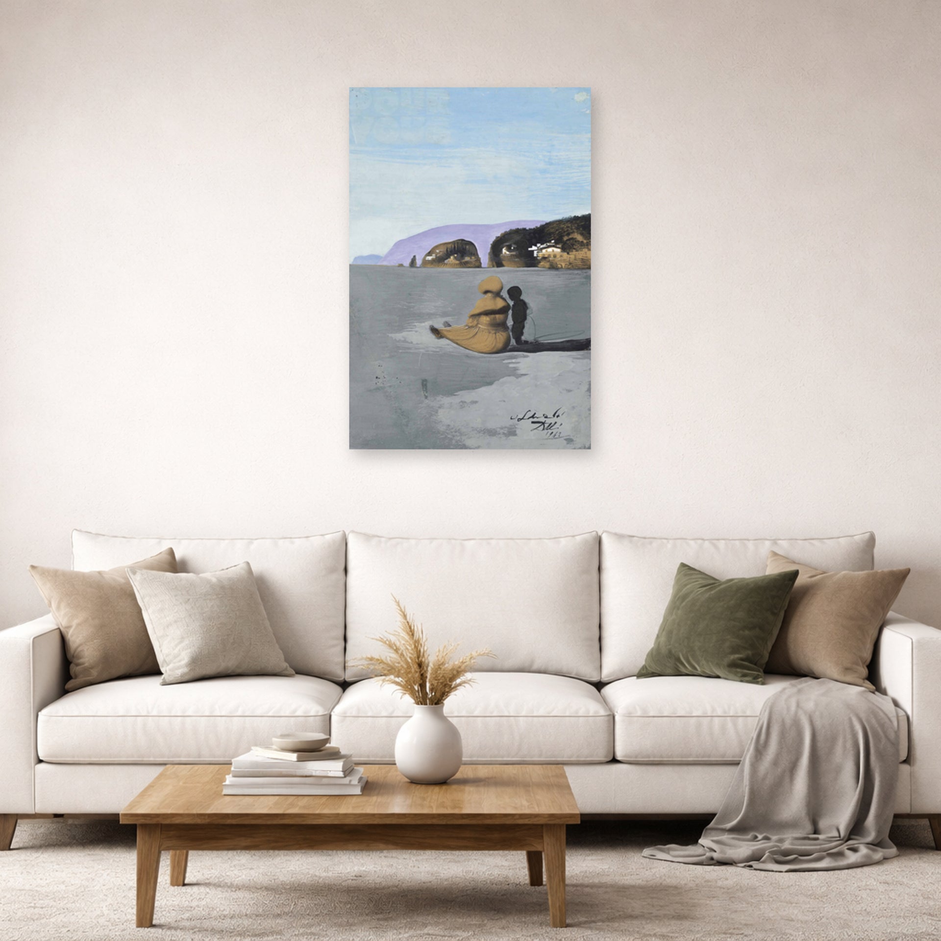 Unframed poster print of Salvador Dali's Adolescence displayed on a wall in a living room