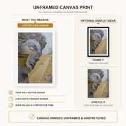 Salvador Dali - After the Head of Giuliano Di Medici canvas print size comparison and framing display infographic
