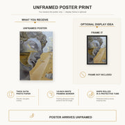 Salvador Dali - After the Head of Giuliano Di Medici poster print size comparison and framing display infographic