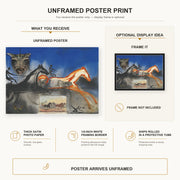 Salvador Dali - American Trotting Horses No. 2 poster print size comparison and framing display infographic