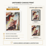 Salvador Dali - Annunciation of the Angel Gabriel canvas print size comparison and framing display infographic