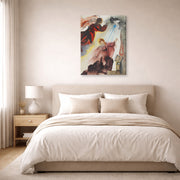 Gallery-wrapped canvas print of Salvador Dali's Annunciation of the Angel Gabriel displayed on a wall in a bedroom