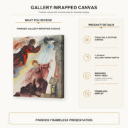 Salvador Dali - Annunciation of the Angel Gabriel gallery wrap canvas construction and hanging details infographic