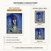 Salvador Dali - Apparatus and Hand canvas print size comparison and framing display infographic