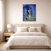 Gallery-wrapped canvas print of Salvador Dali's Apparatus and Hand displayed on a wall in a bedroom
