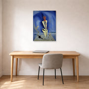 Unframed poster print of Salvador Dali's Apparatus and Hand displayed on a wall in a office