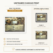 Salvador Dali - Apparition of Face and Fruit Dish on a Beach canvas print size comparison and framing display infographic