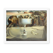 Salvador Dali's 'Apparition of Face and Fruit Dish on a Beach' painting reproduced as a rolled canvas print