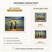 Salvador Dali - Archeological Reminiscence of Millet's Angelus canvas print size comparison and framing display infographic