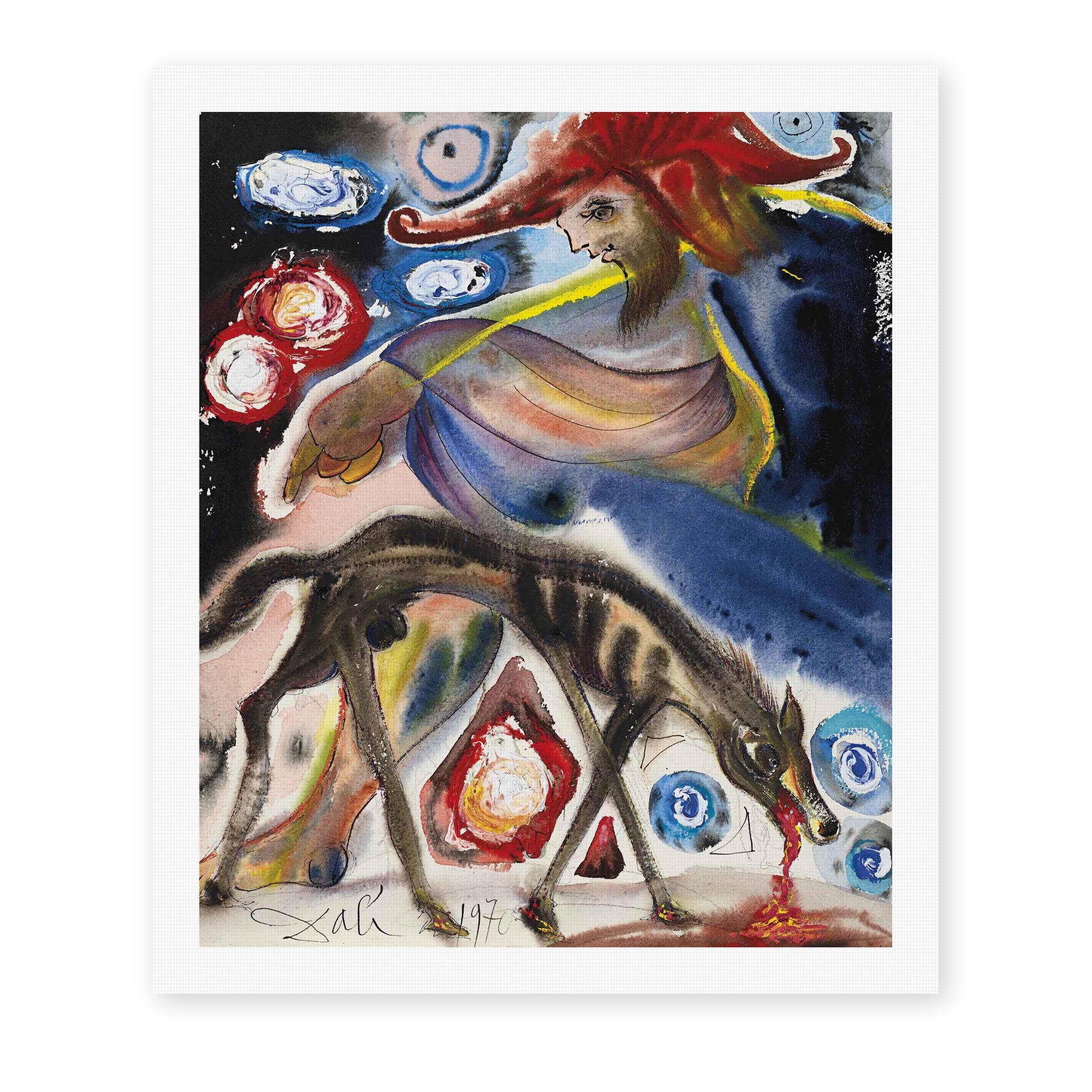 Salvador Dali's 'Argos' painting reproduced as a rolled canvas print