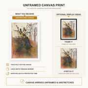 Salvador Dali - Automne canvas print size comparison and framing display infographic