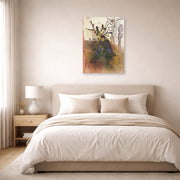 Unframed poster print of Salvador Dali's Automne displayed on a wall in a bedroom