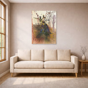 Unframed poster print of Salvador Dali's Automne displayed on a wall in a living room