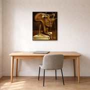 Gallery-wrapped canvas print of Salvador Dali's Autoportrait displayed on a wall in a office